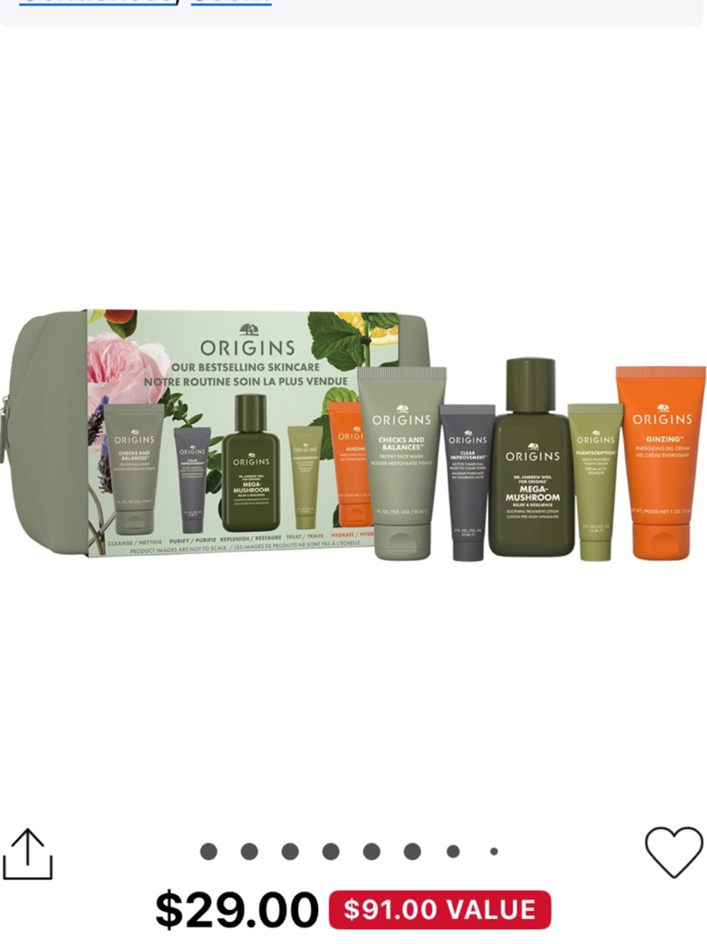 Origins Travel Skincare Kit — Light Green with Orange Accent